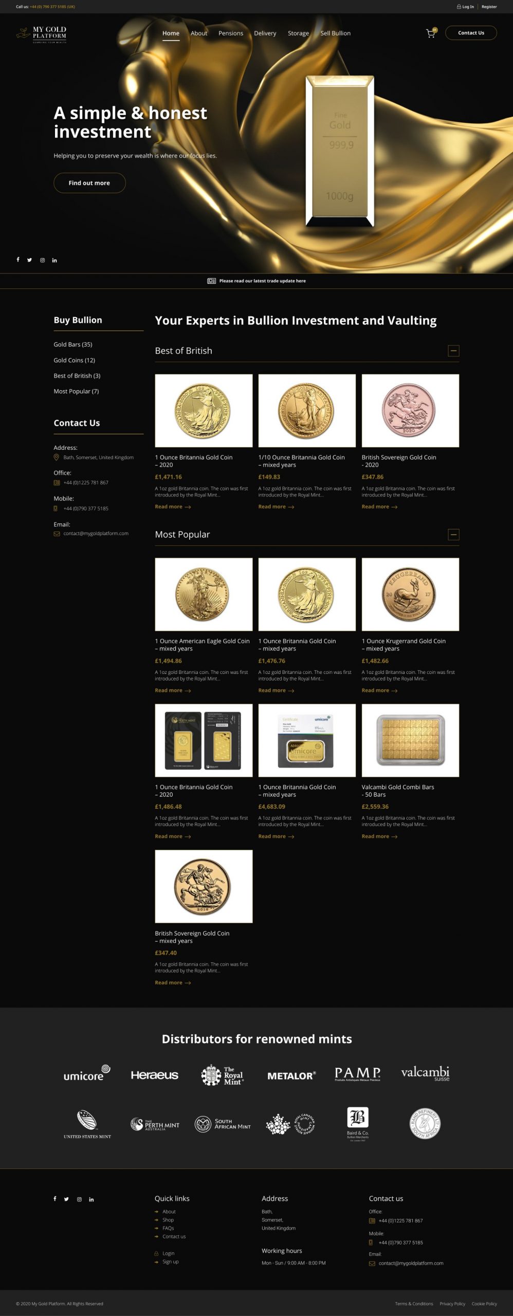 My Gold Platform Homepage