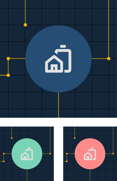 Component using icons with round bounding box